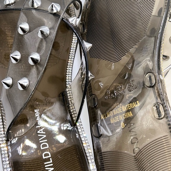 DIVA Lounge Silver Studded Women's Sandals - Picture 2 of 4